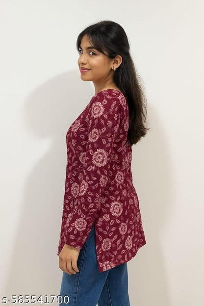 Trendy square neck short kurti