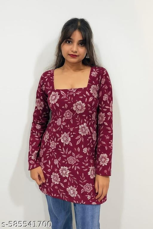 Trendy square neck short kurti